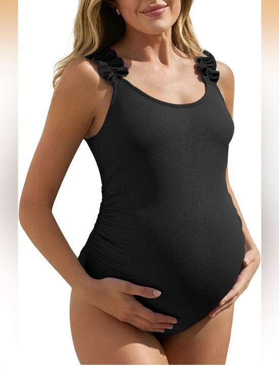 Summer Mae Other - Ribbed Maternity One Piece Swimsuit Ruffle Wood Ear Bathing Suit 10. 2227/bb4-1